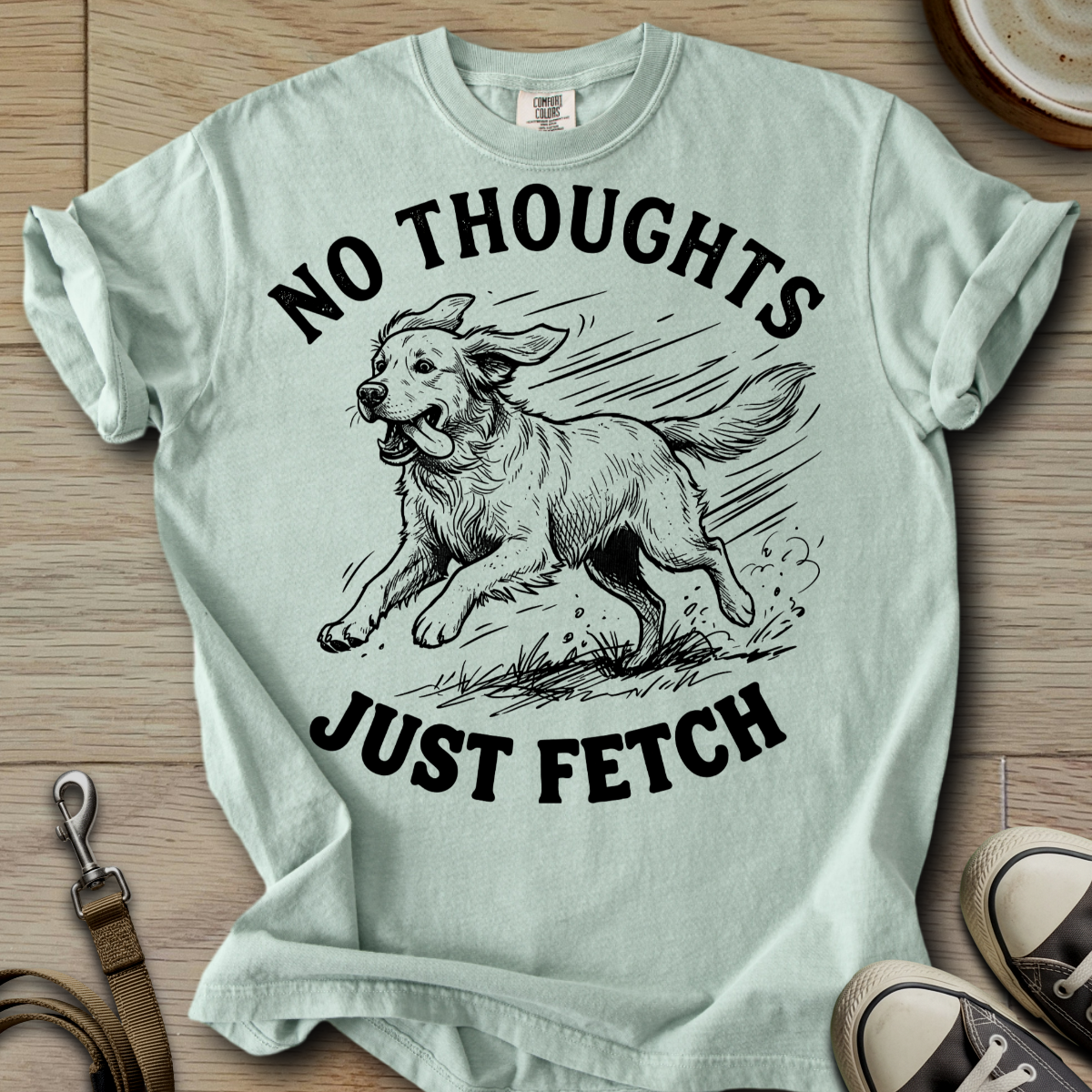 No Thoughts Just Fetch - Golden T-Shirt