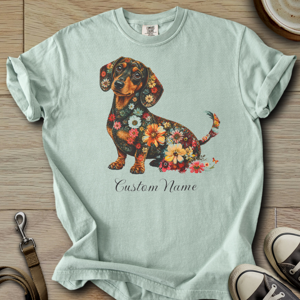 Custom Name dog silhouette - Doxie T-Shirt