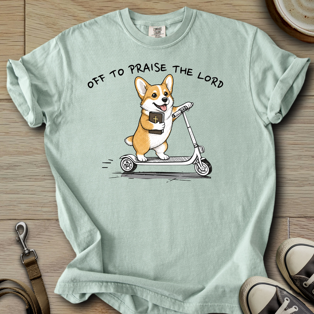 Off to Praise the Lord - Corgi T-Shirt