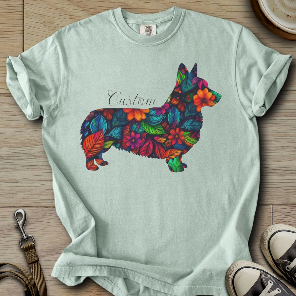 Personalized Name dog silhouette - Corgi T-Shirt