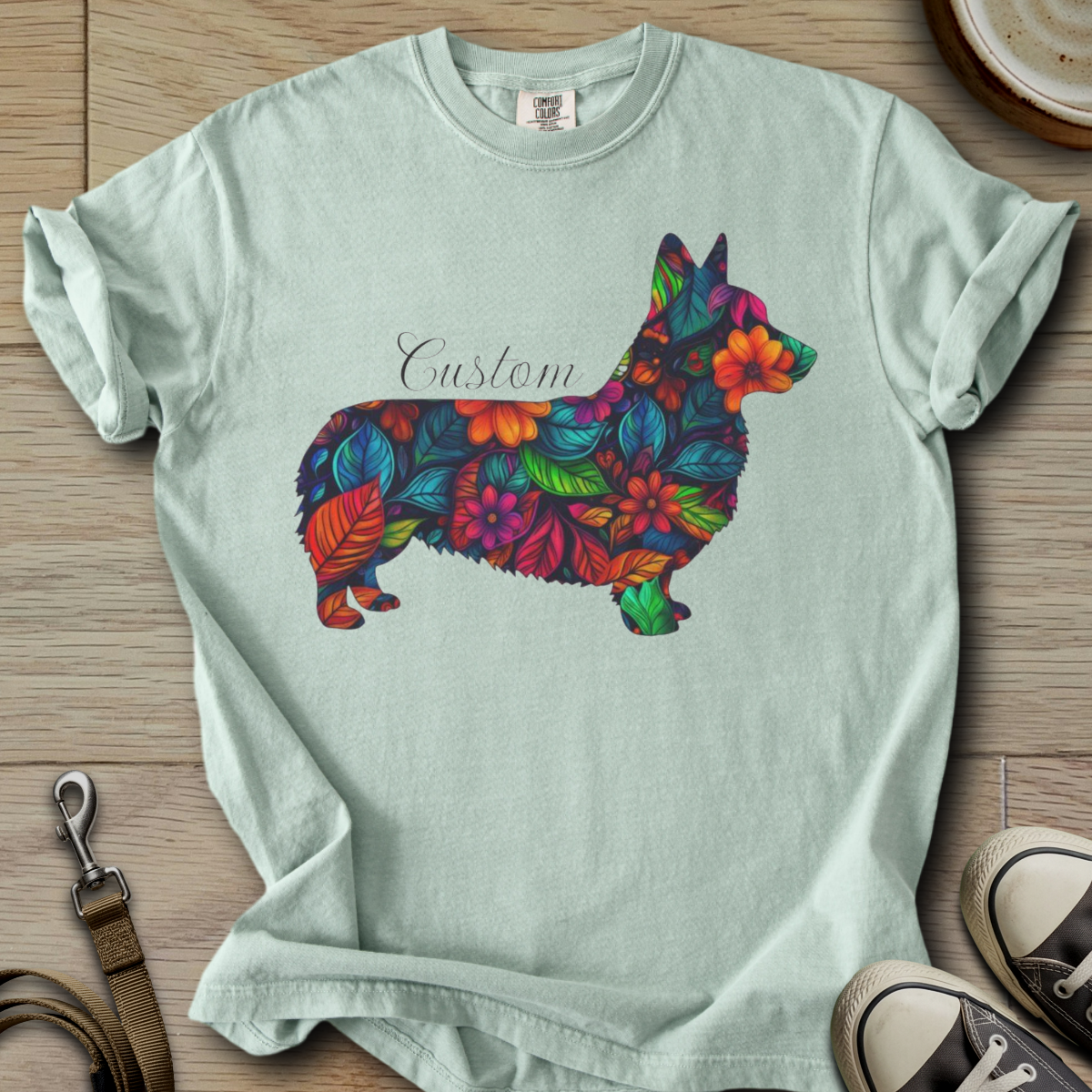 Personalized Name dog silhouette - Corgi T-Shirt