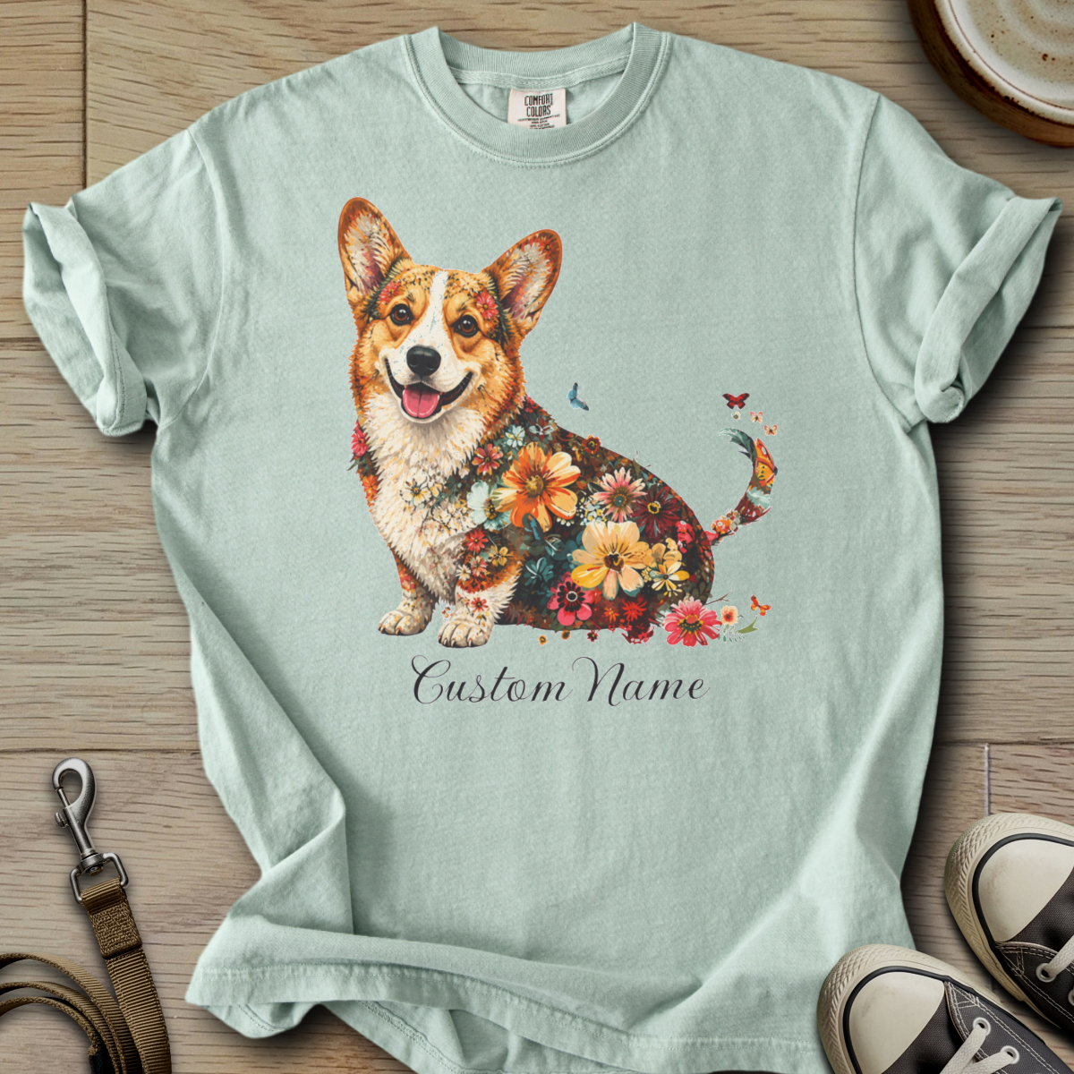 Custom Name dog silhouette - Corgi T-Shirt