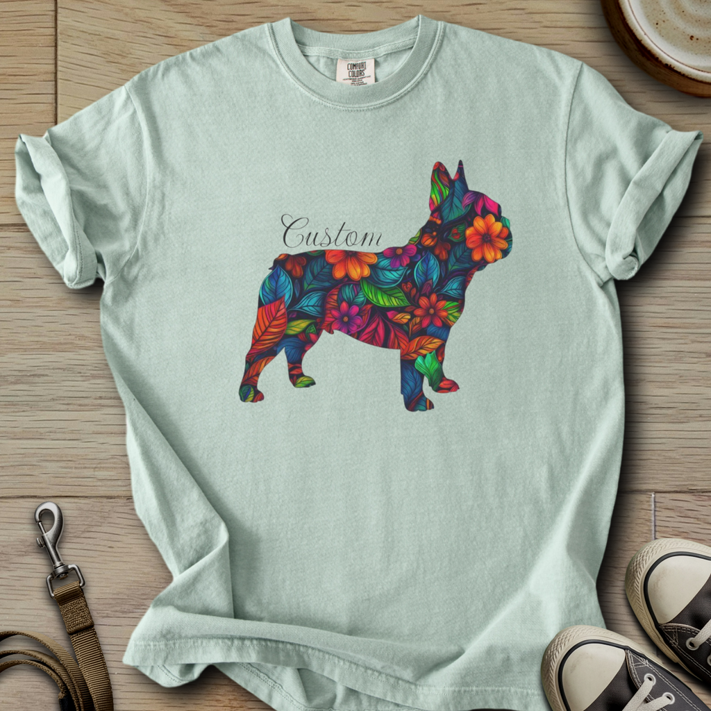 Personalized Name dog silhouette - Frenchie T-Shirt