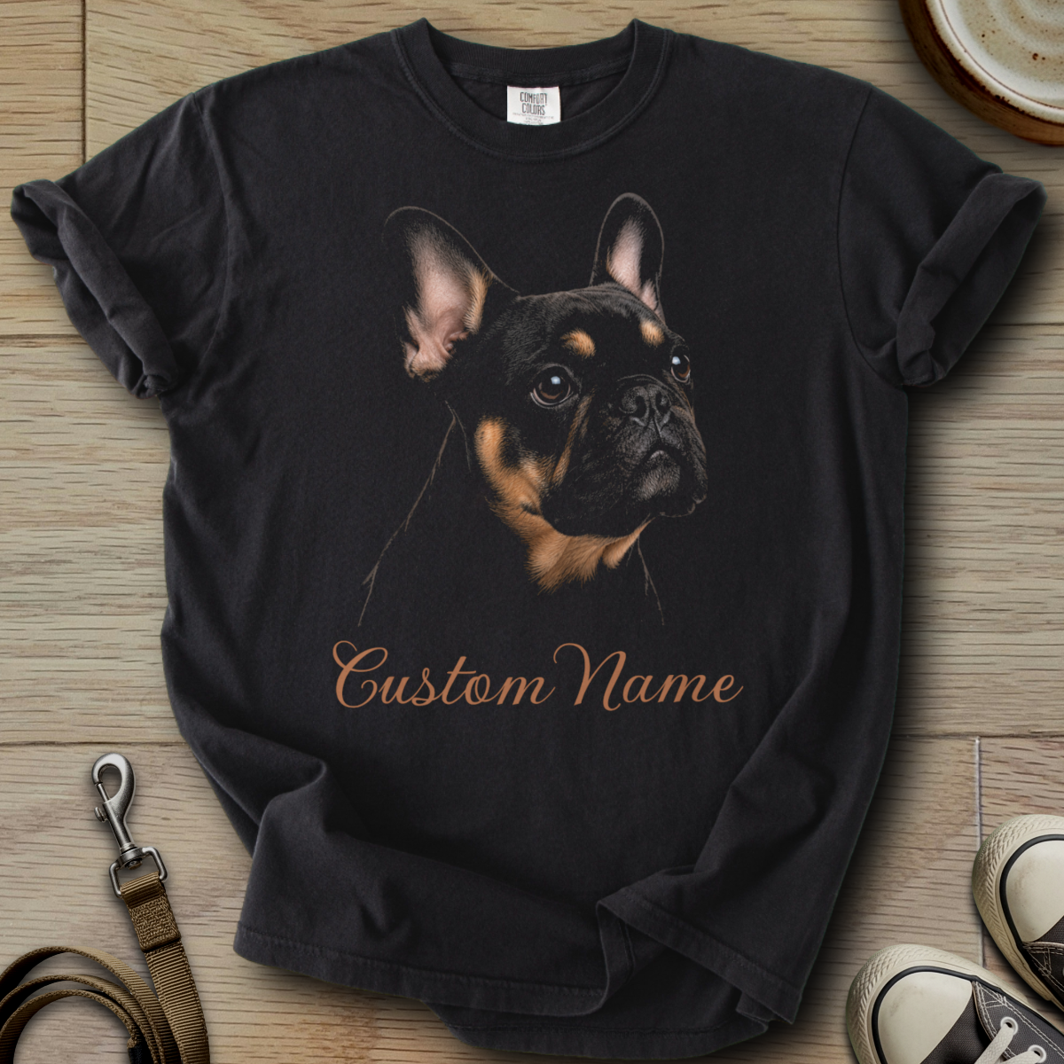 Custom Name dog silhouette - Frenchie T-Shirt