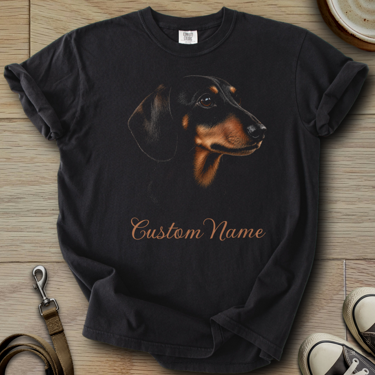 Custom Name dog silhouette - Doxie T-Shirt
