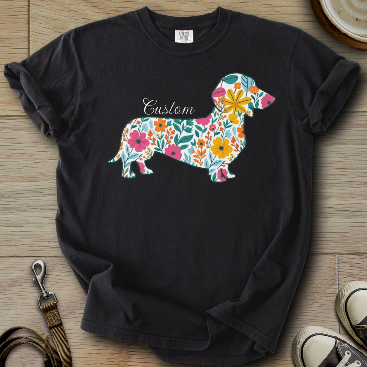 Personalized Name dog silhouette - Doxie T-Shirt