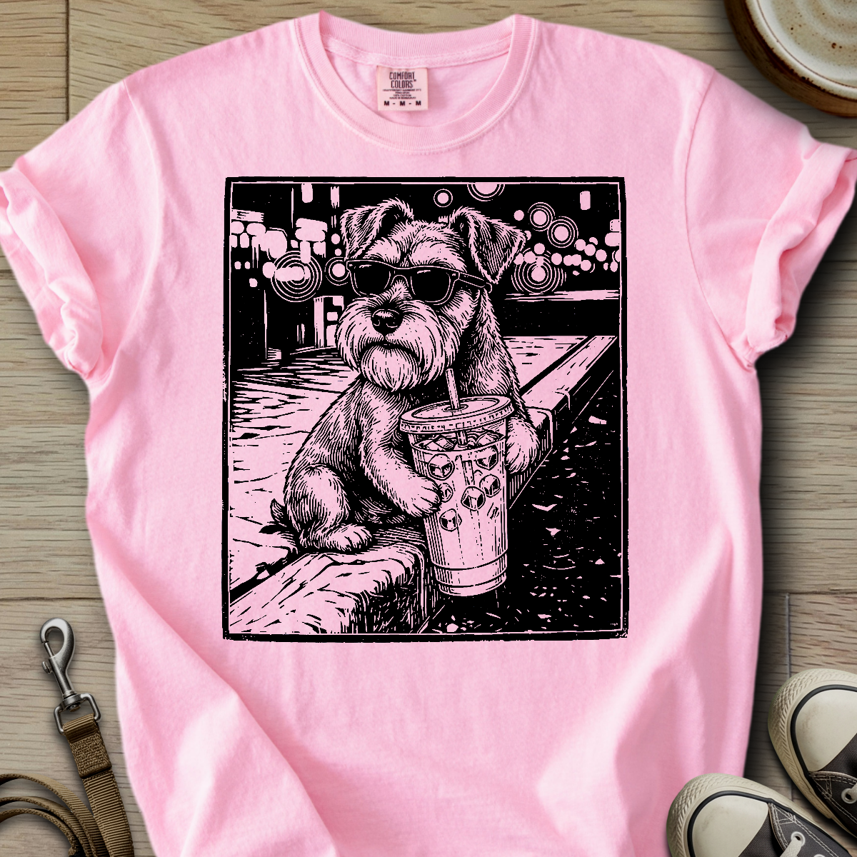 Cool Schnauzer drinking  T-Shirt