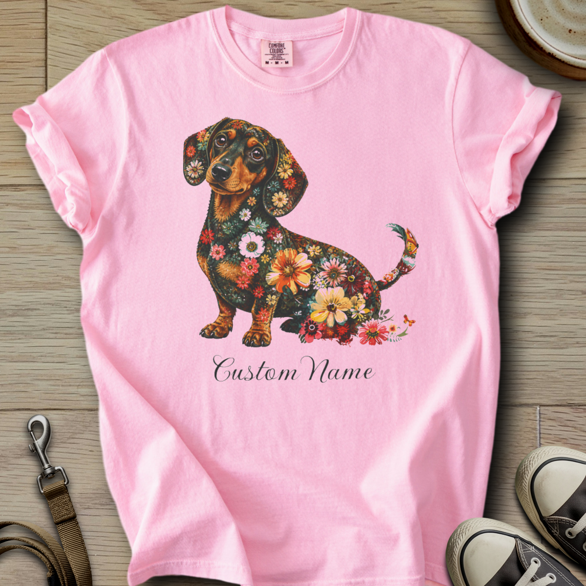 Custom Name dog silhouette - Doxie T-Shirt