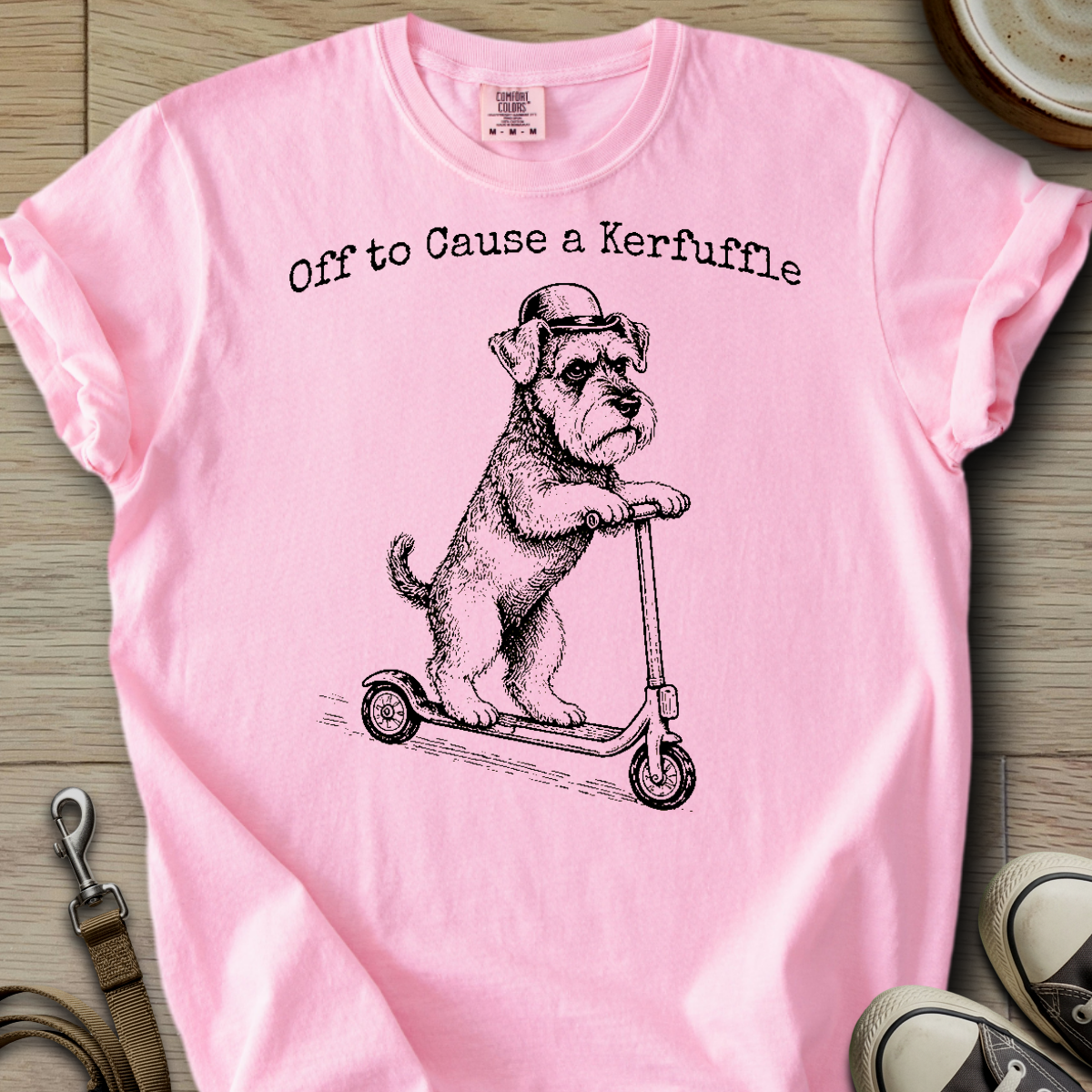 Off to Cause a Kerfuffle - Schnauzer T-Shirt