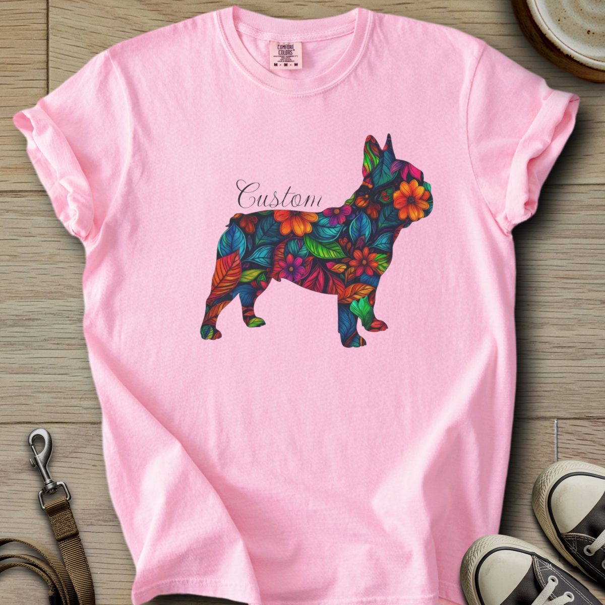 Personalized Name dog silhouette - Frenchie T-Shirt
