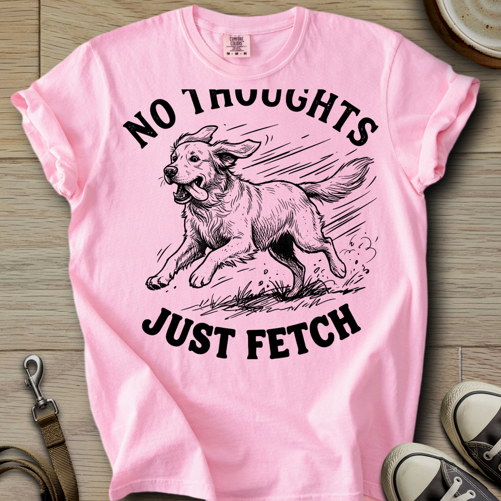 No Thoughts Just Fetch - Golden T-Shirt