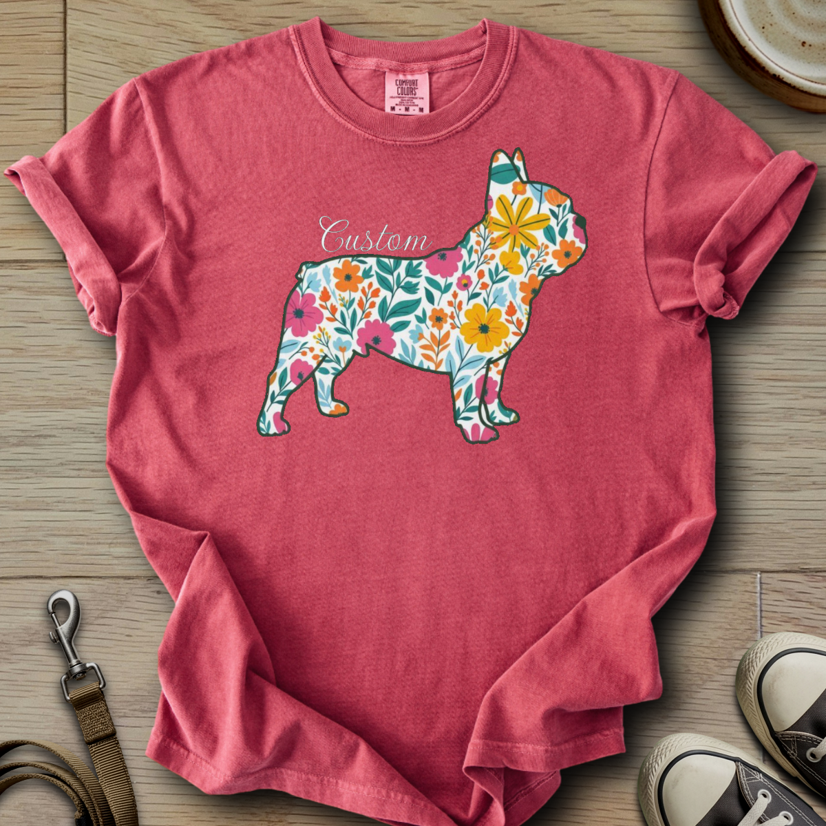 Personalized Name dog silhouette - Frenchie T-Shirt