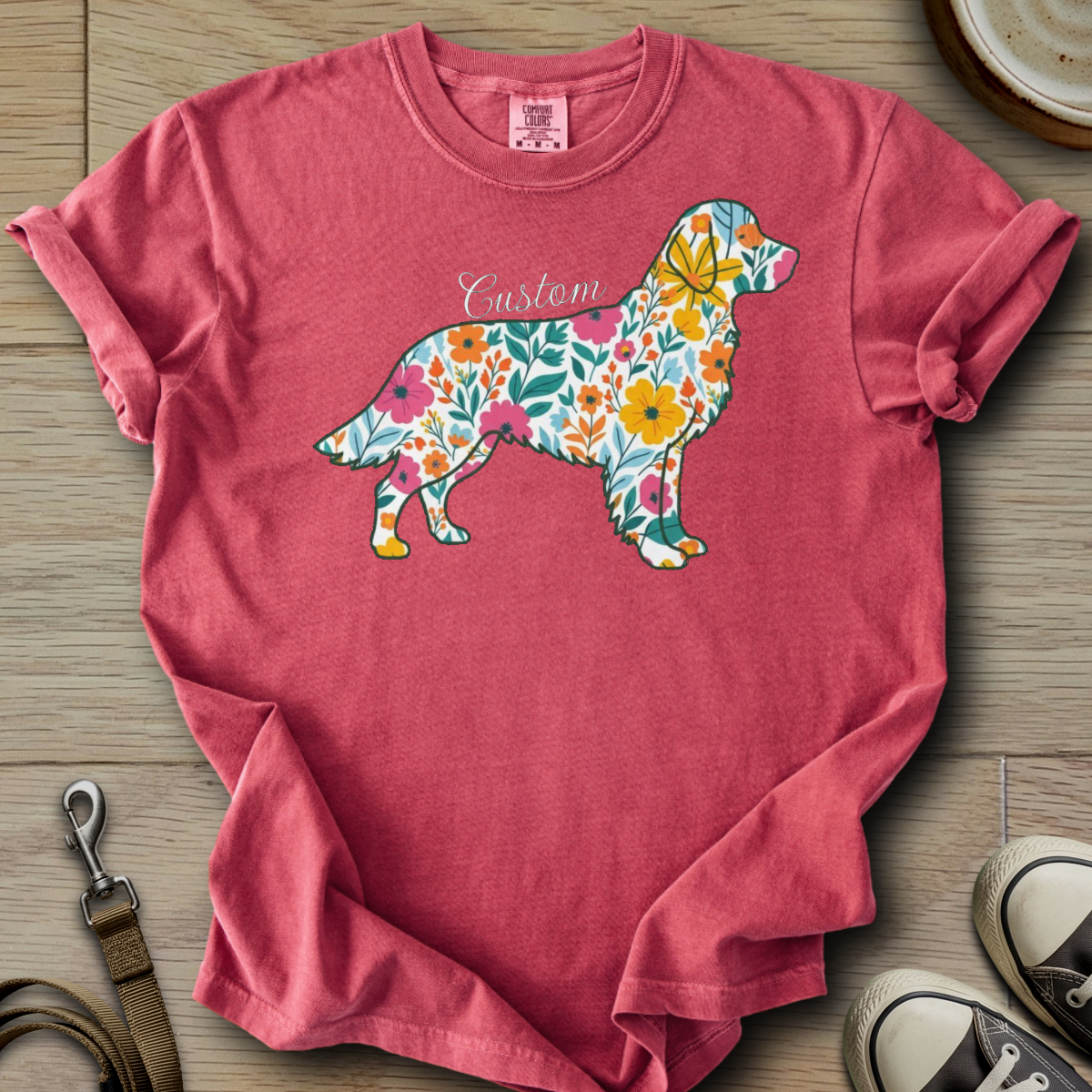 Personalized Name dog silhouette - Golden T-Shirt