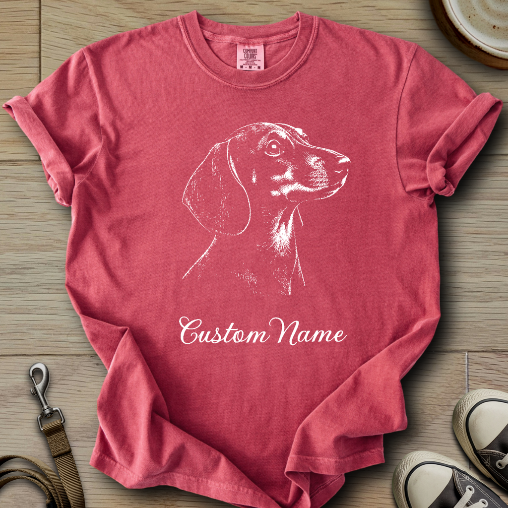 Custom Name dog silhouette - Doxie T-Shirt