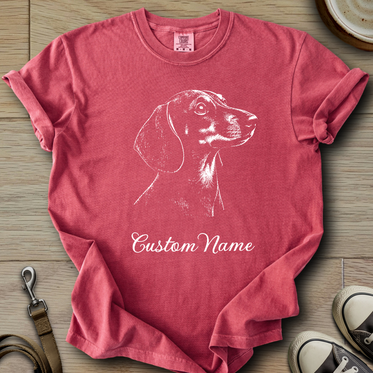 Custom Name dog silhouette - Doxie T-Shirt