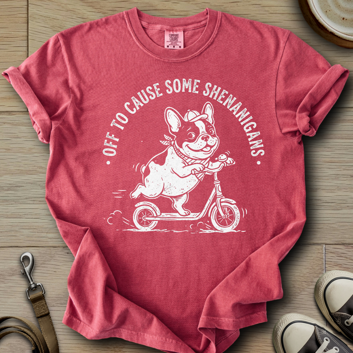 Off to Cause Some Shenanigans - Frenchie T-Shirt