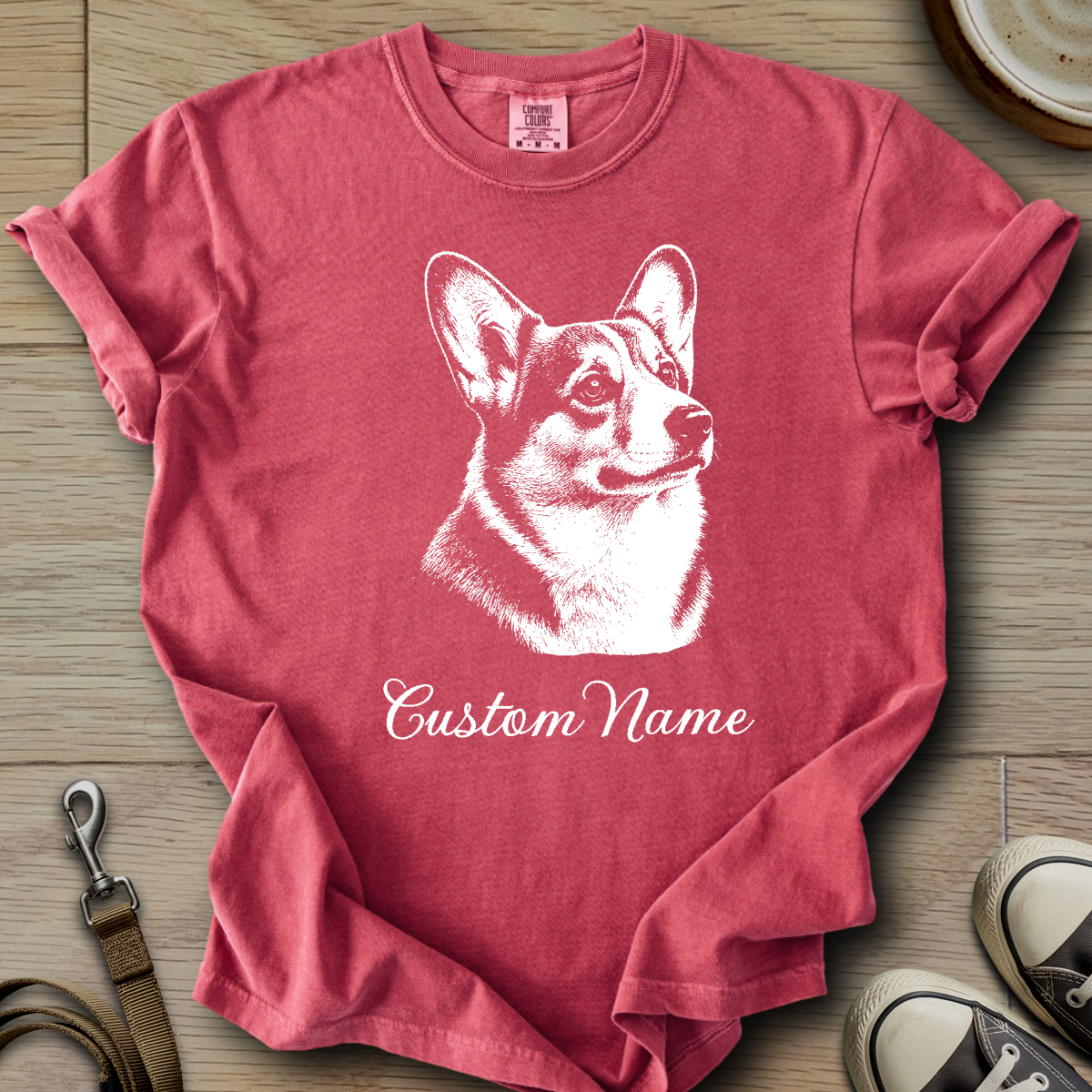 Custom Name dog silhouette - Corgi T-Shirt