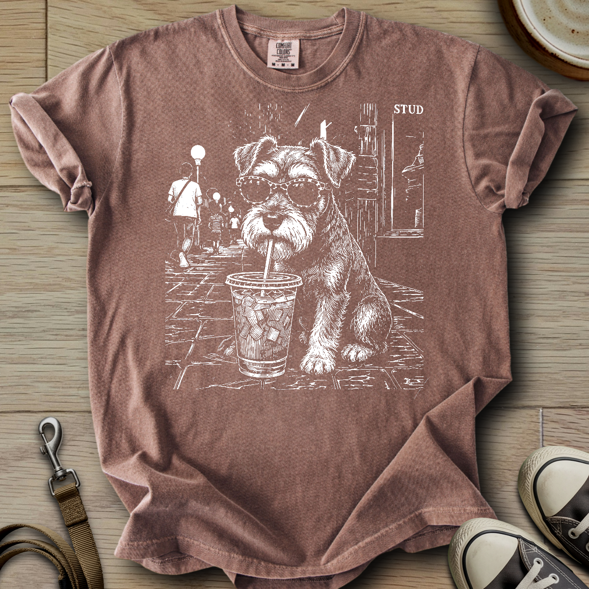 Cool Schnauzer drinking  T-Shirt