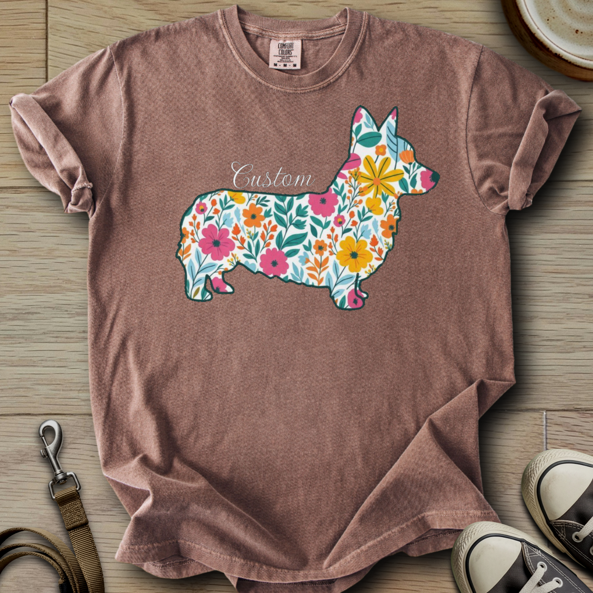 Personalized Name dog silhouette - Corgi T-Shirt