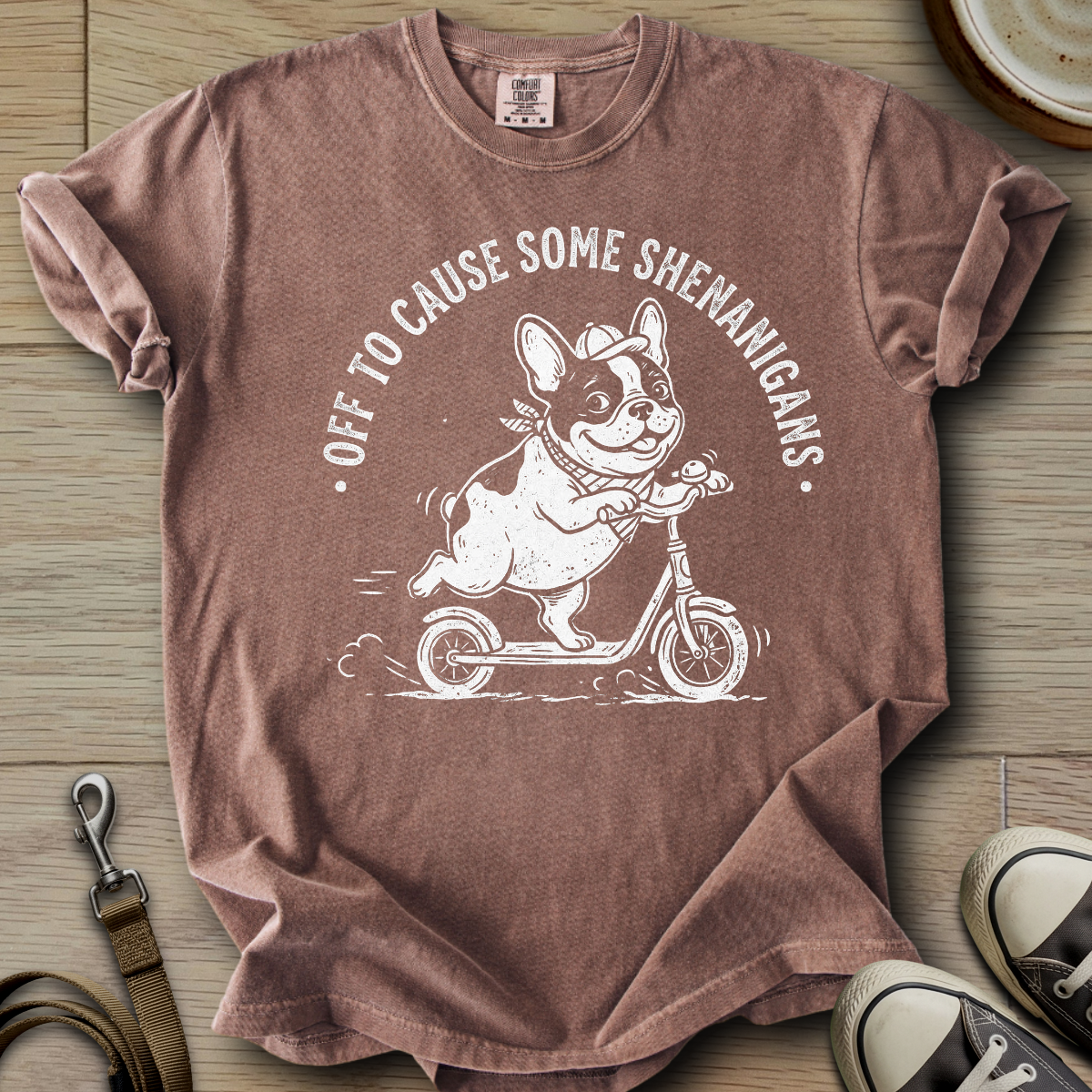 Off to Cause Some Shenanigans - Frenchie T-Shirt