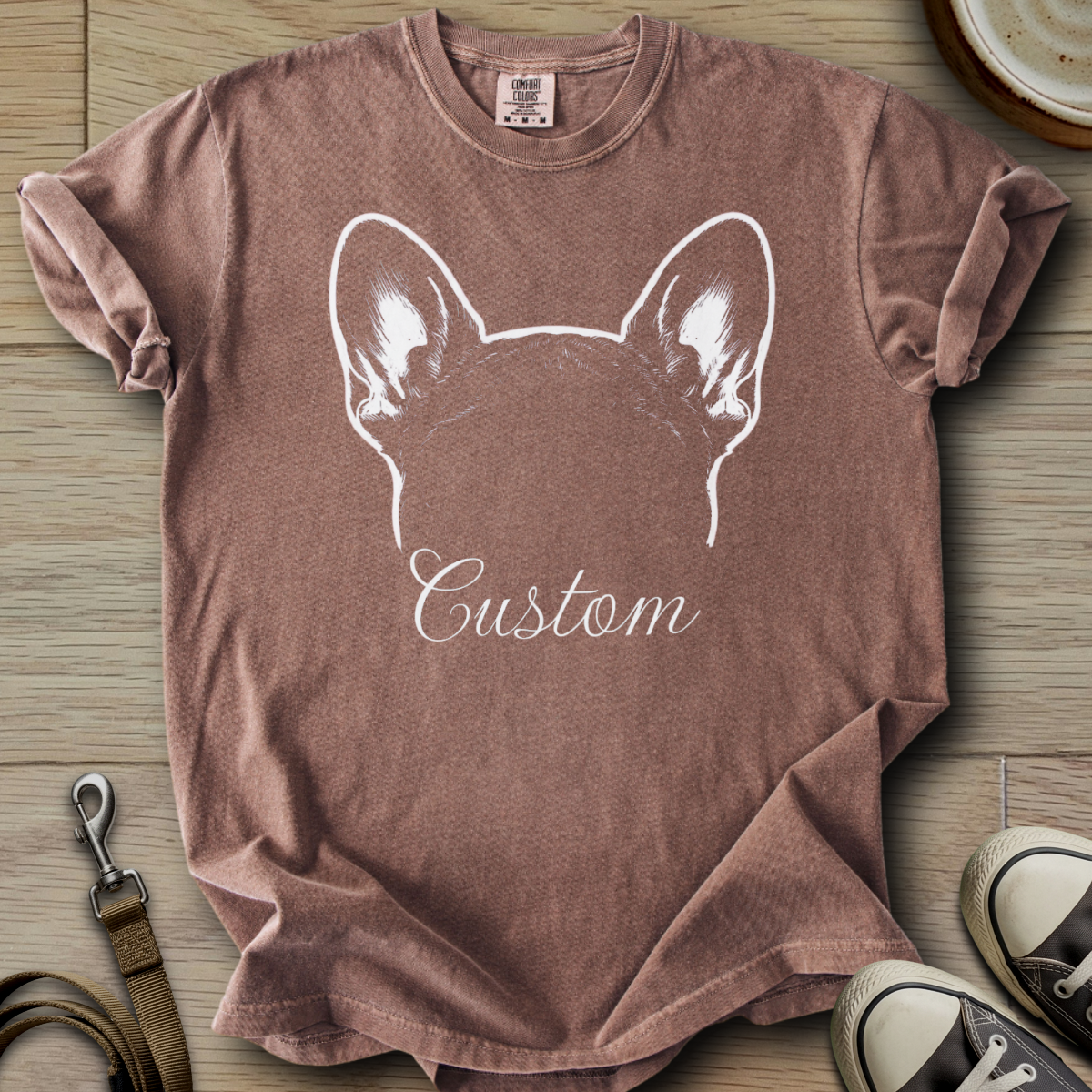 Personalized Name dog silhouette - Frenchie T-Shirt
