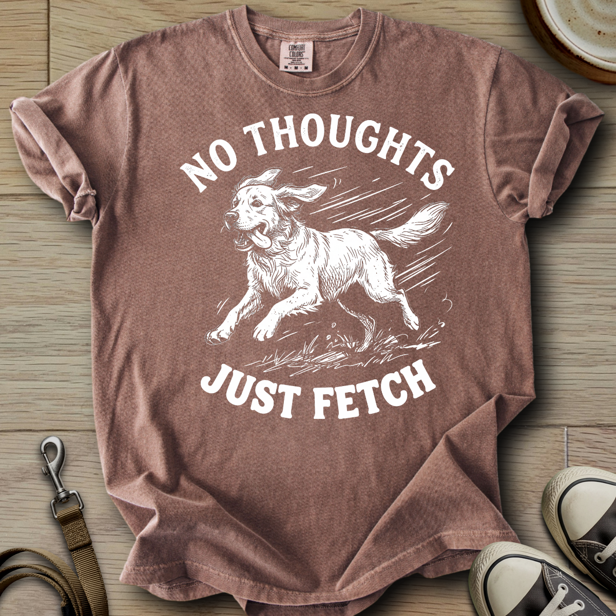 No Thoughts Just Fetch - Golden T-Shirt