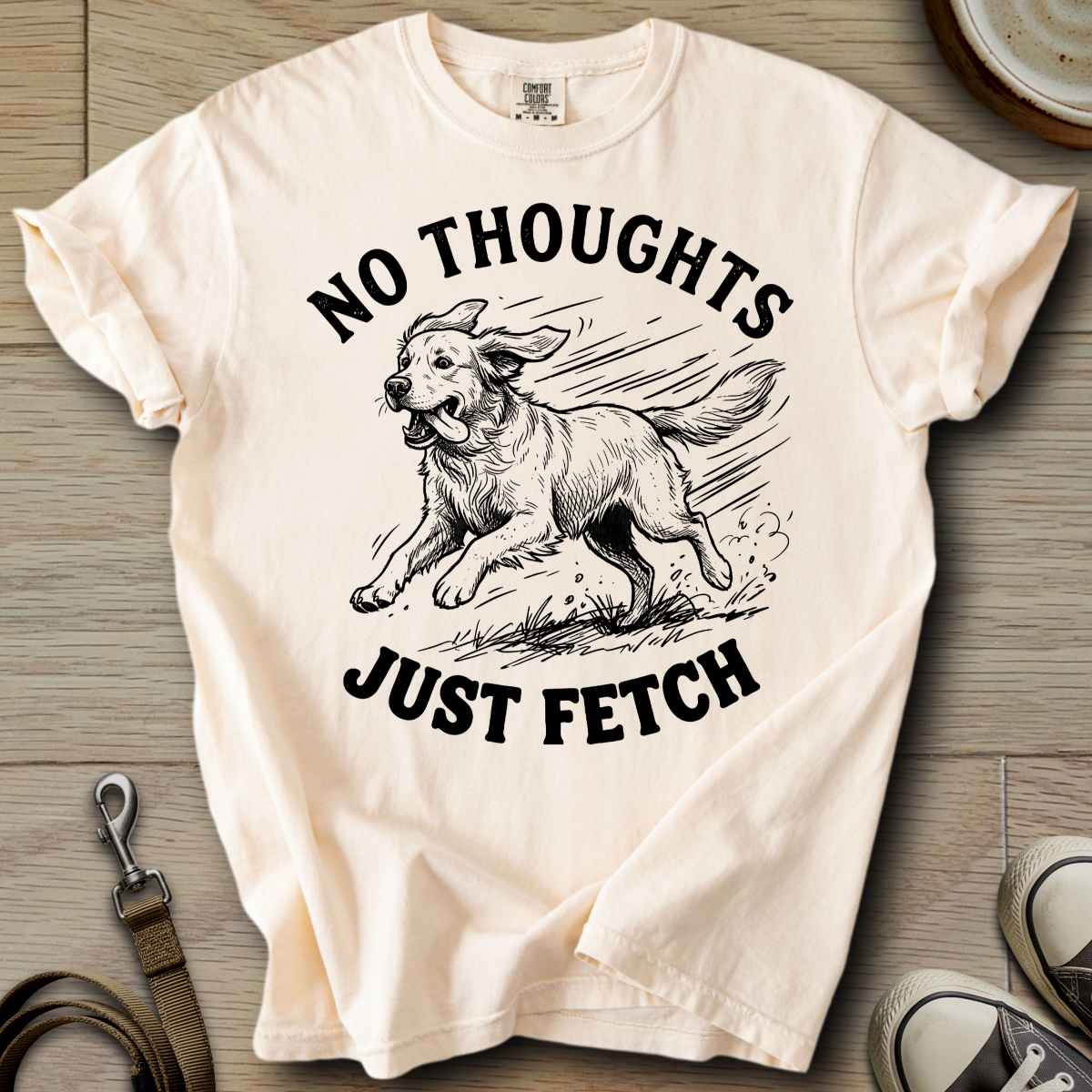No Thoughts Just Fetch - Golden T-Shirt