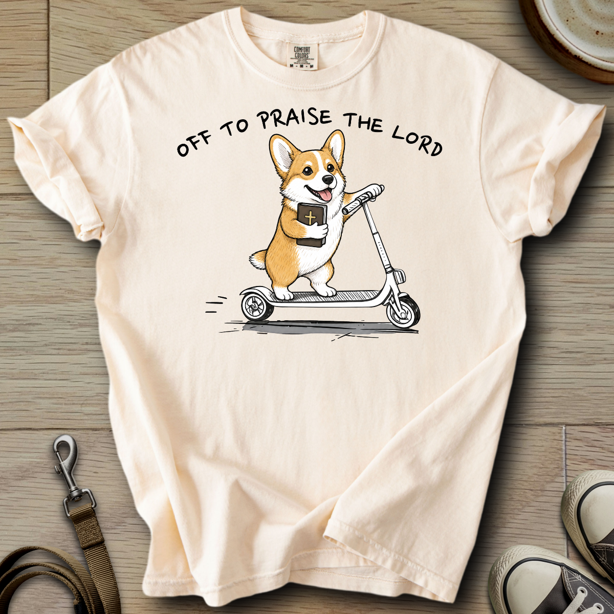Off to Praise the Lord - Corgi T-Shirt