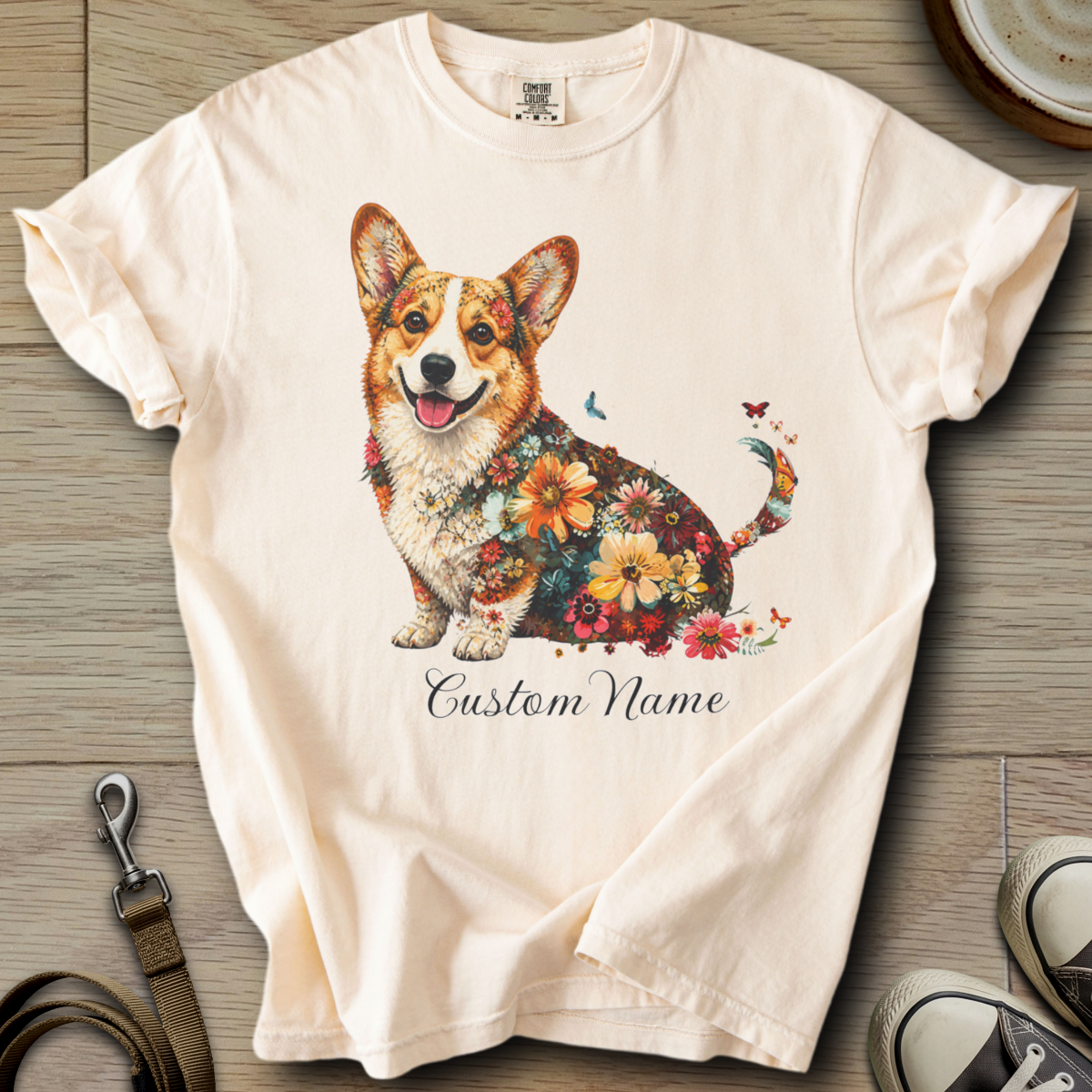 Custom Name dog silhouette - Corgi T-Shirt