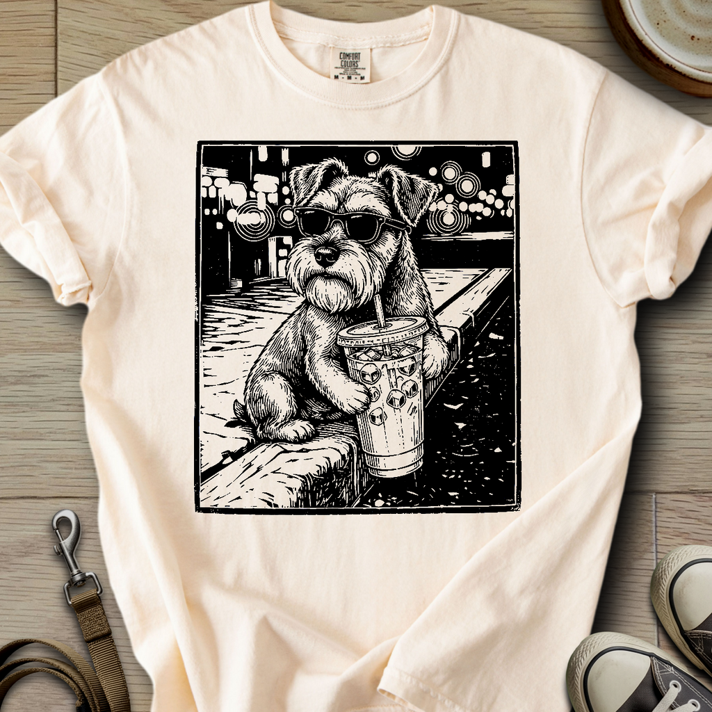 Cool Schnauzer drinking  T-Shirt