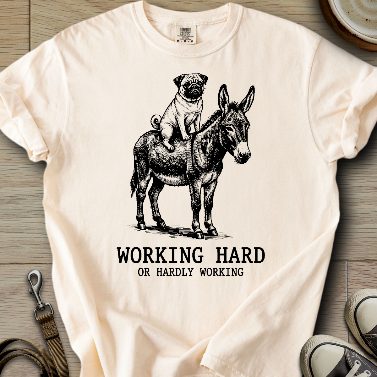 Working Hard - Pug T-Shirt