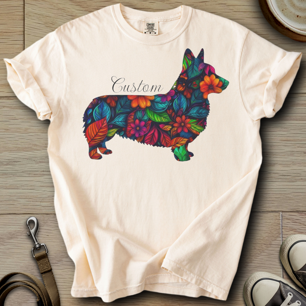 Personalized Name dog silhouette - Corgi T-Shirt