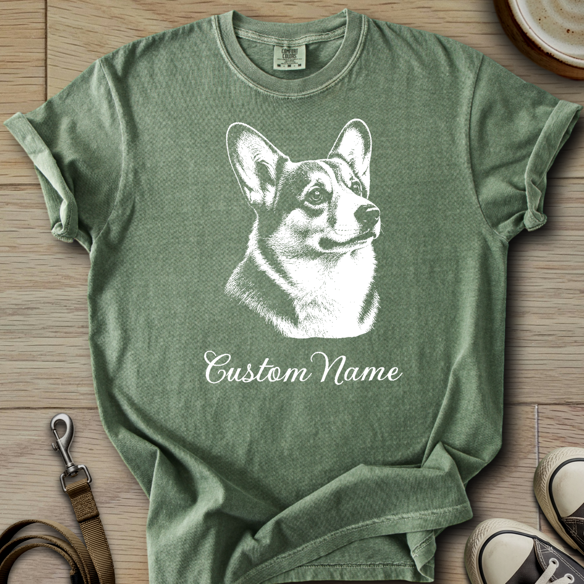 Custom Name dog silhouette - Corgi T-Shirt