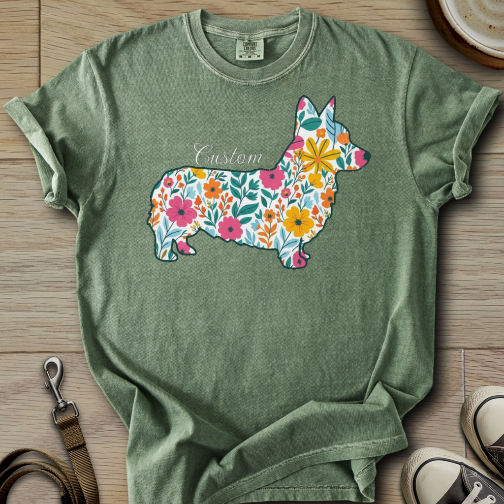 Personalized Name dog silhouette - Corgi T-Shirt