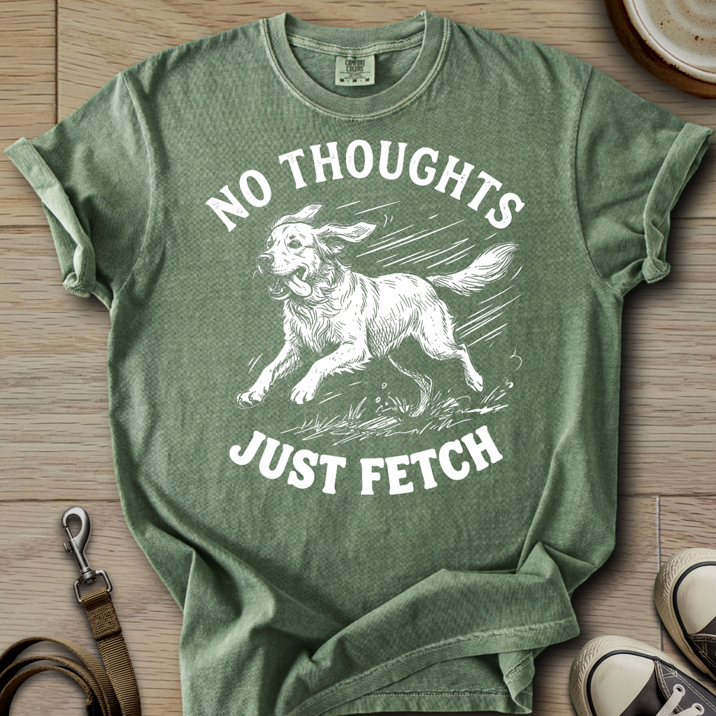 No Thoughts Just Fetch - Golden T-Shirt