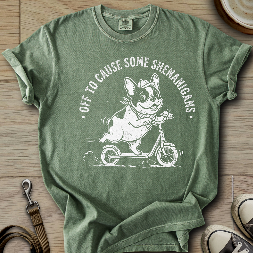 Off to Cause Some Shenanigans - Frenchie T-Shirt