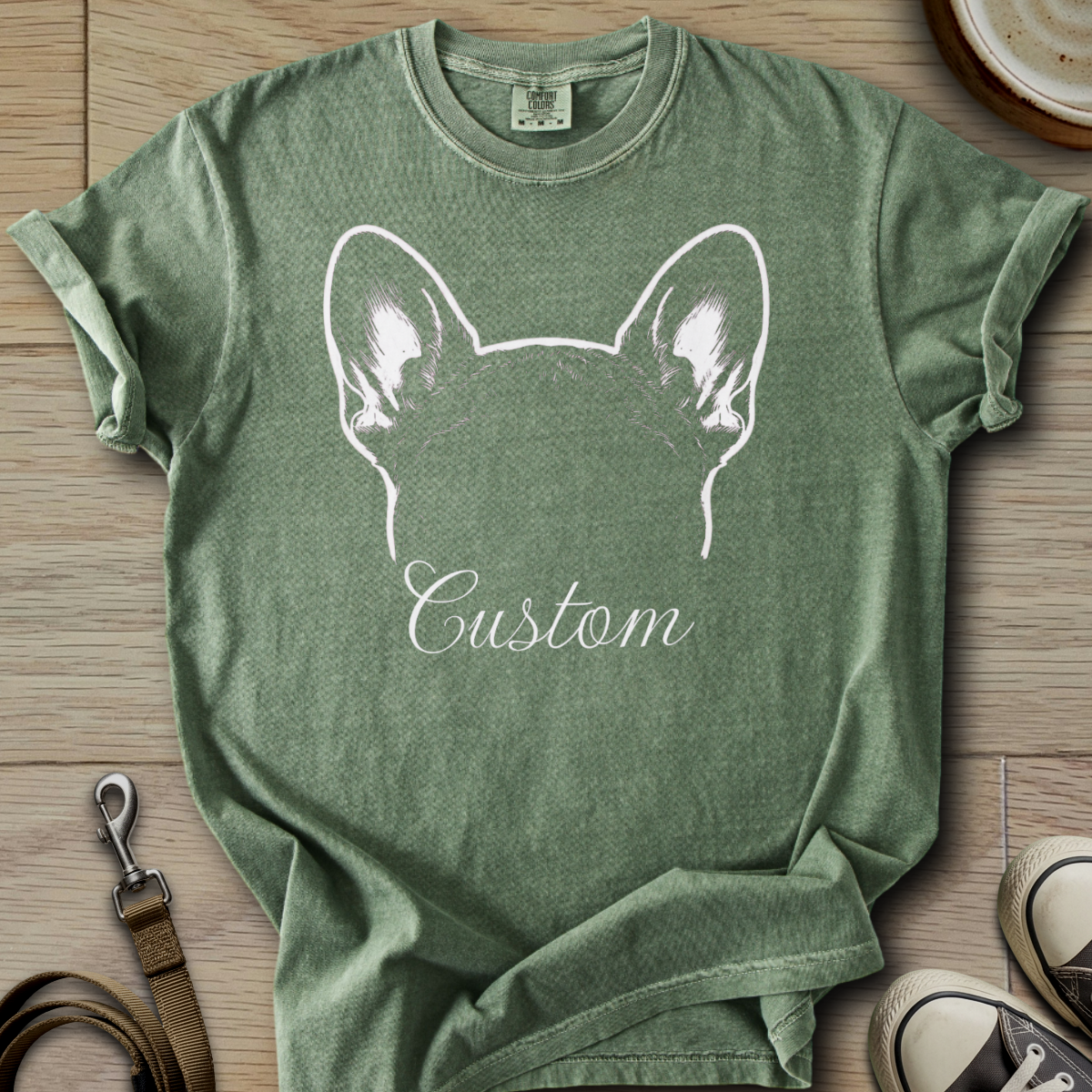 Personalized Name dog silhouette - Frenchie T-Shirt