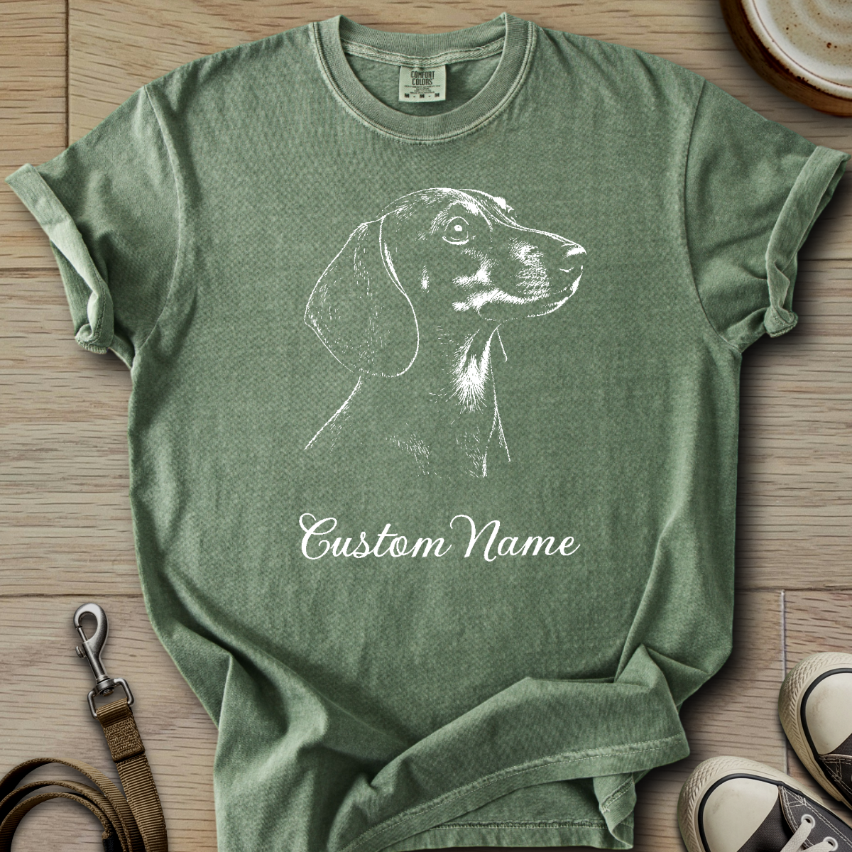Custom Name dog silhouette - Doxie T-Shirt