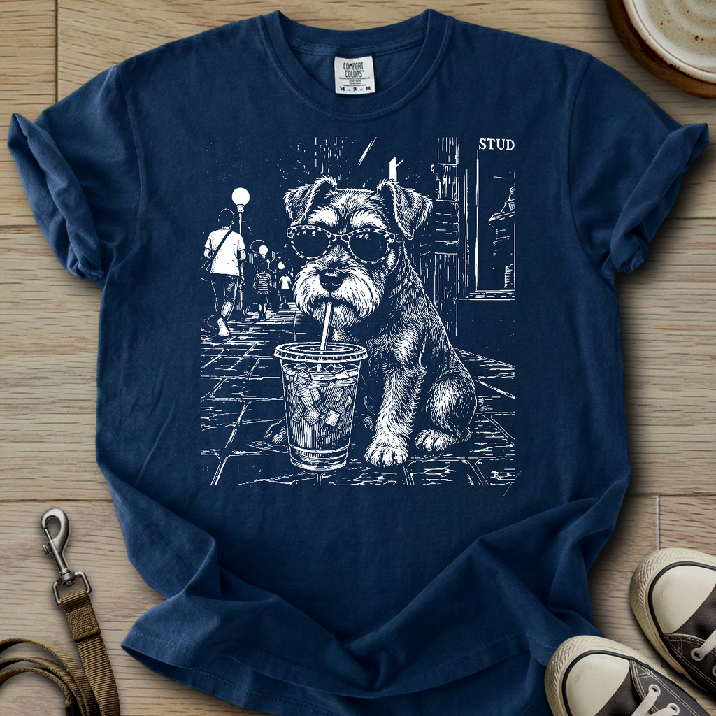 Cool Schnauzer drinking  T-Shirt