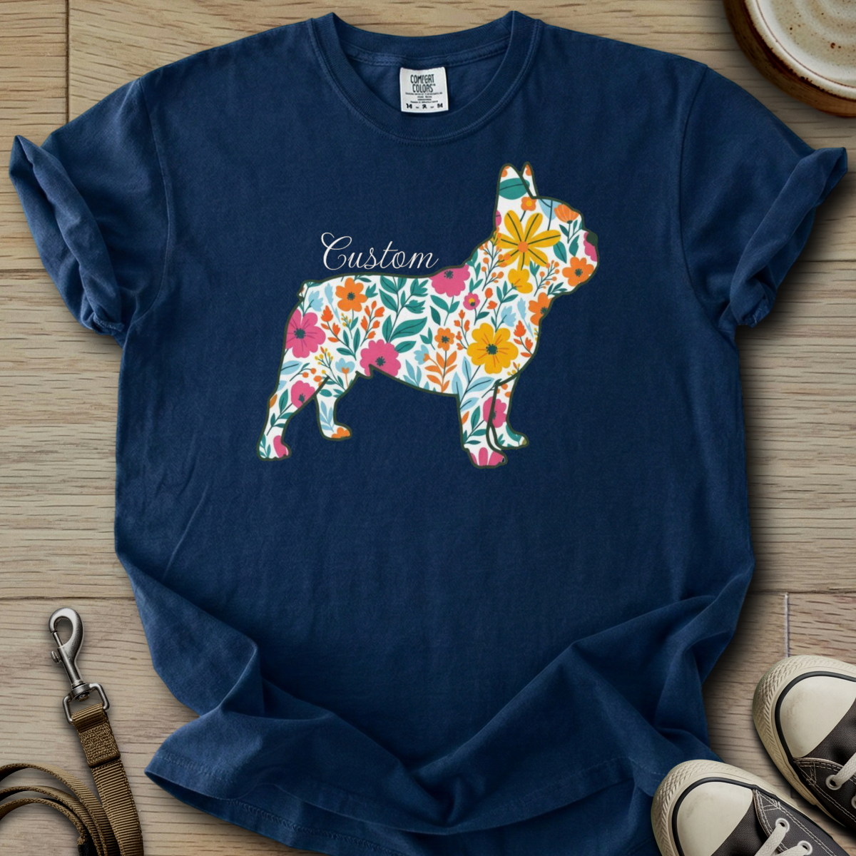 Personalized Name dog silhouette - Frenchie T-Shirt