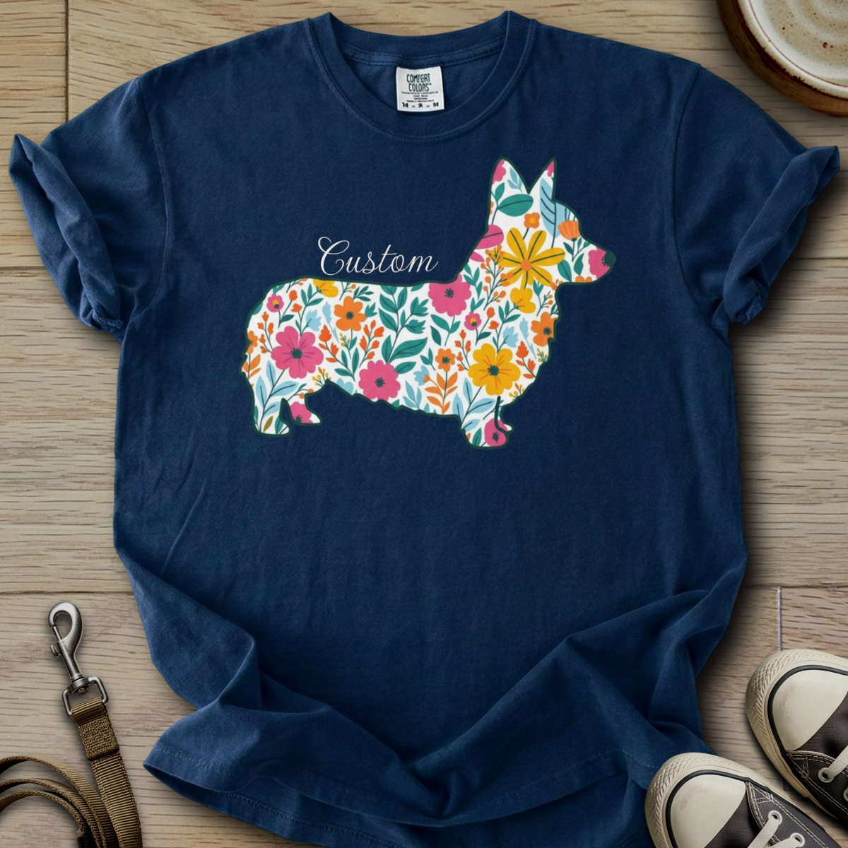 Personalized Name dog silhouette - Corgi T-Shirt