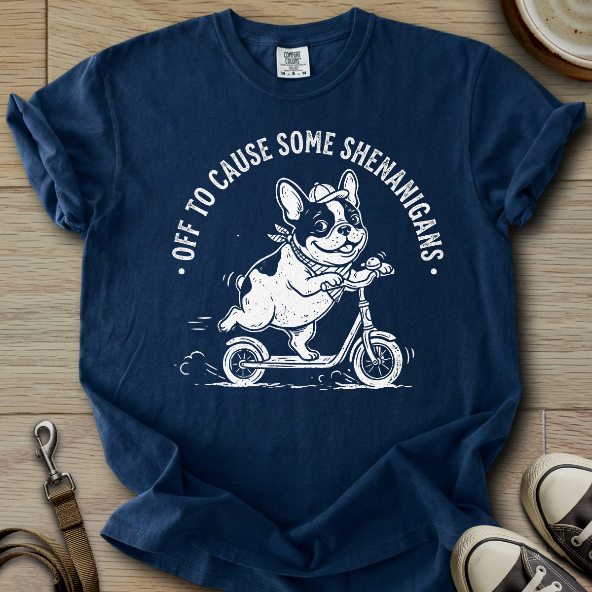 Off to Cause Some Shenanigans - Frenchie T-Shirt