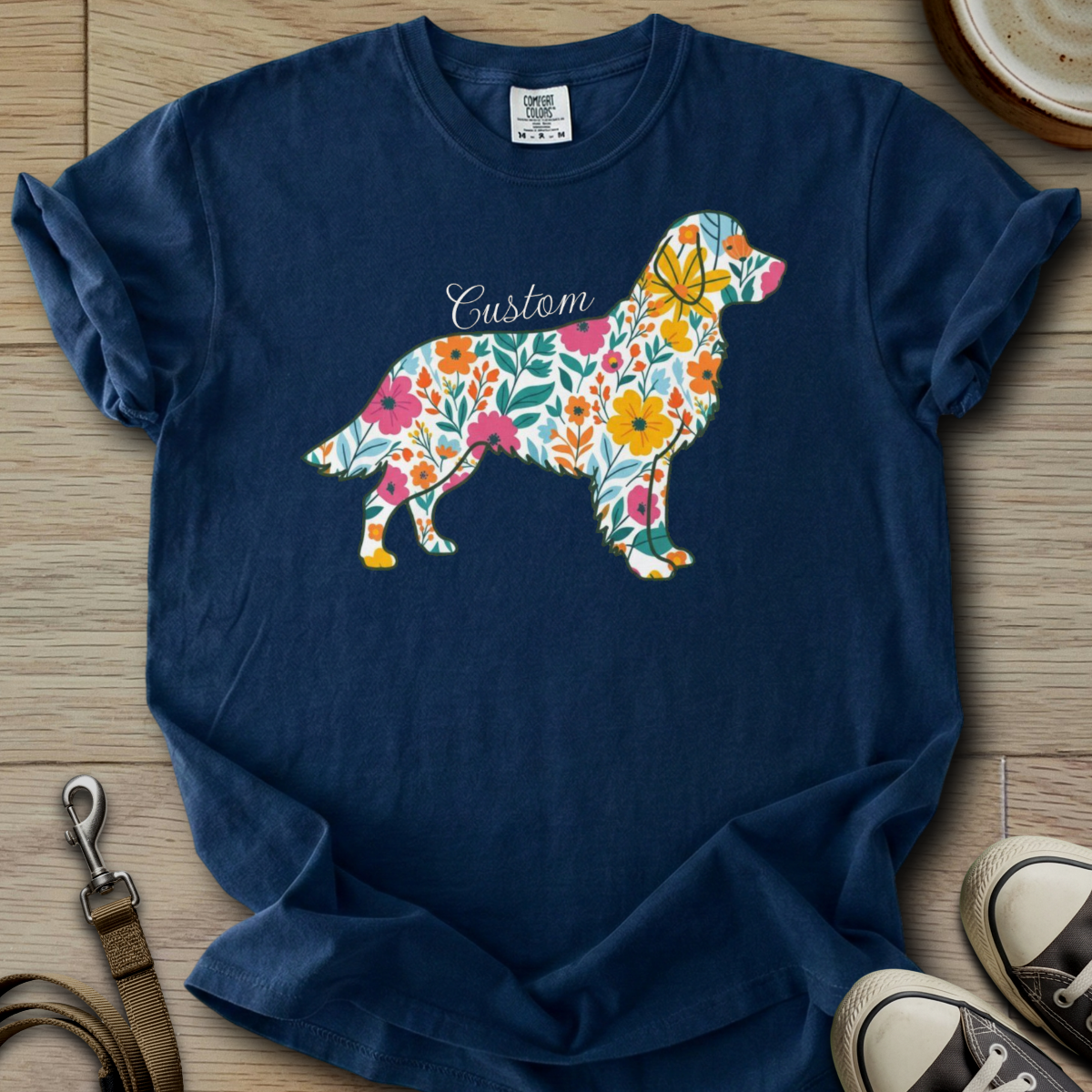 Personalized Name dog silhouette - Golden T-Shirt