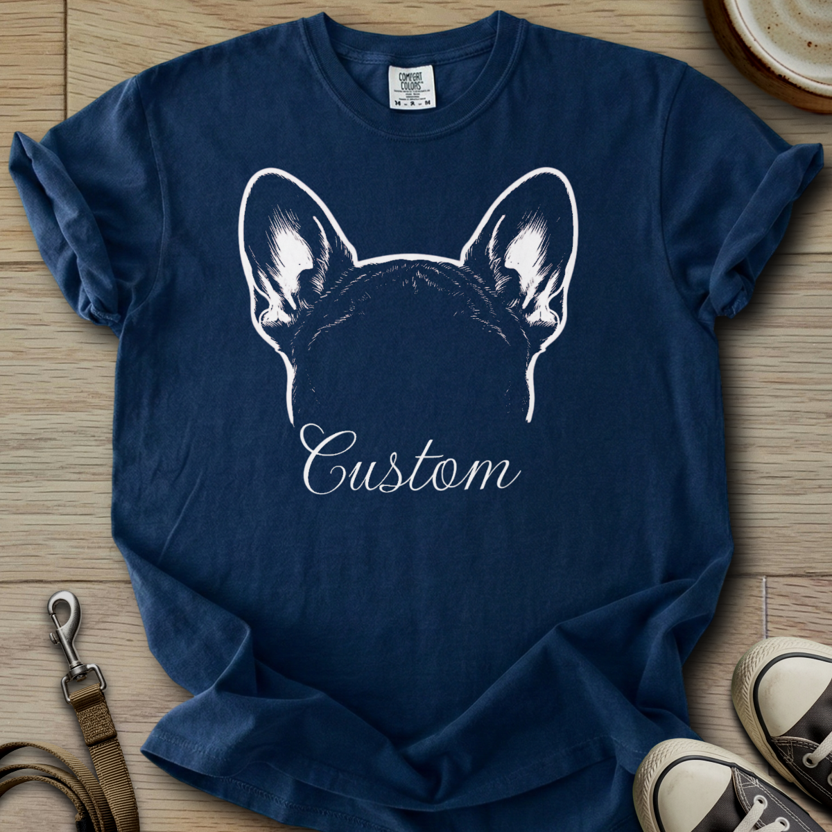 Personalized Name dog silhouette - Frenchie T-Shirt