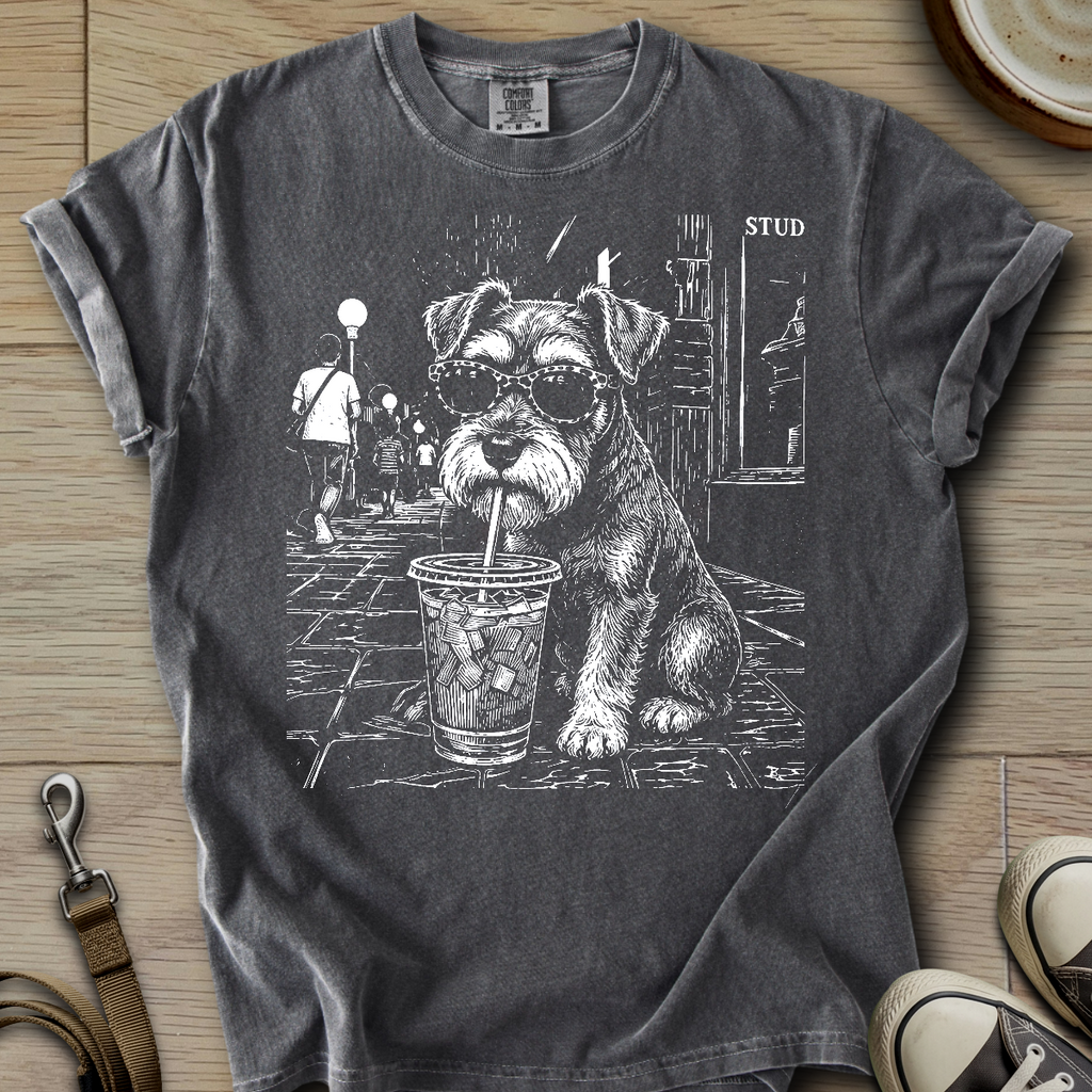 Cool Schnauzer drinking  T-Shirt