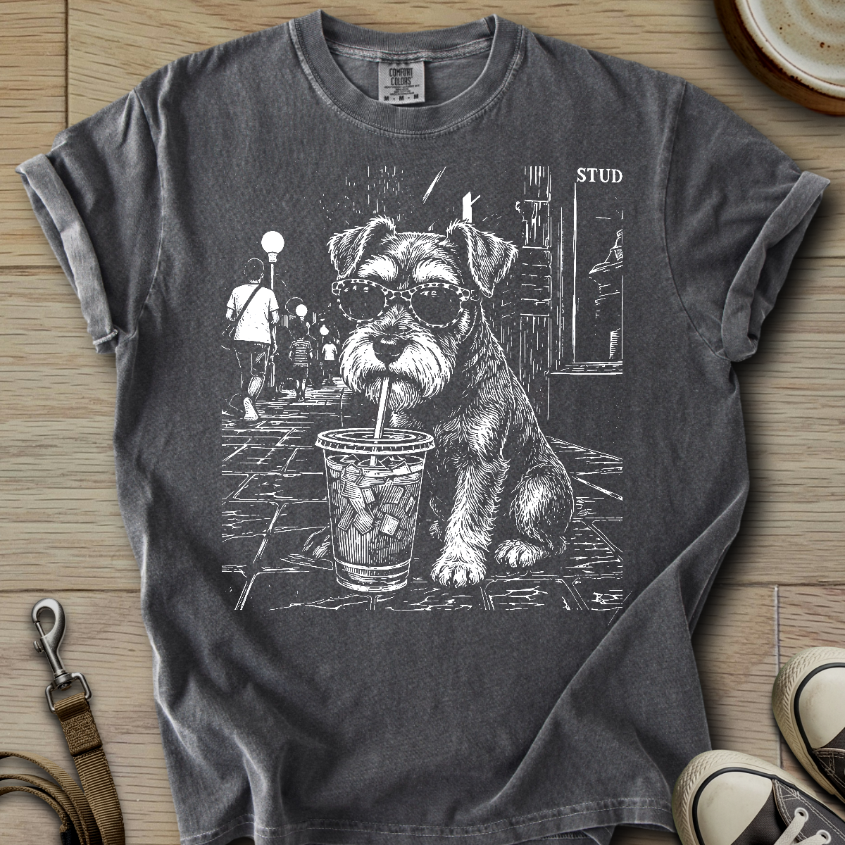 Cool Schnauzer drinking  T-Shirt