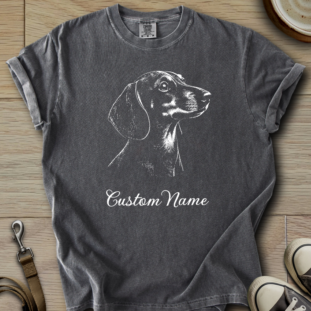 Custom Name dog silhouette - Doxie T-Shirt