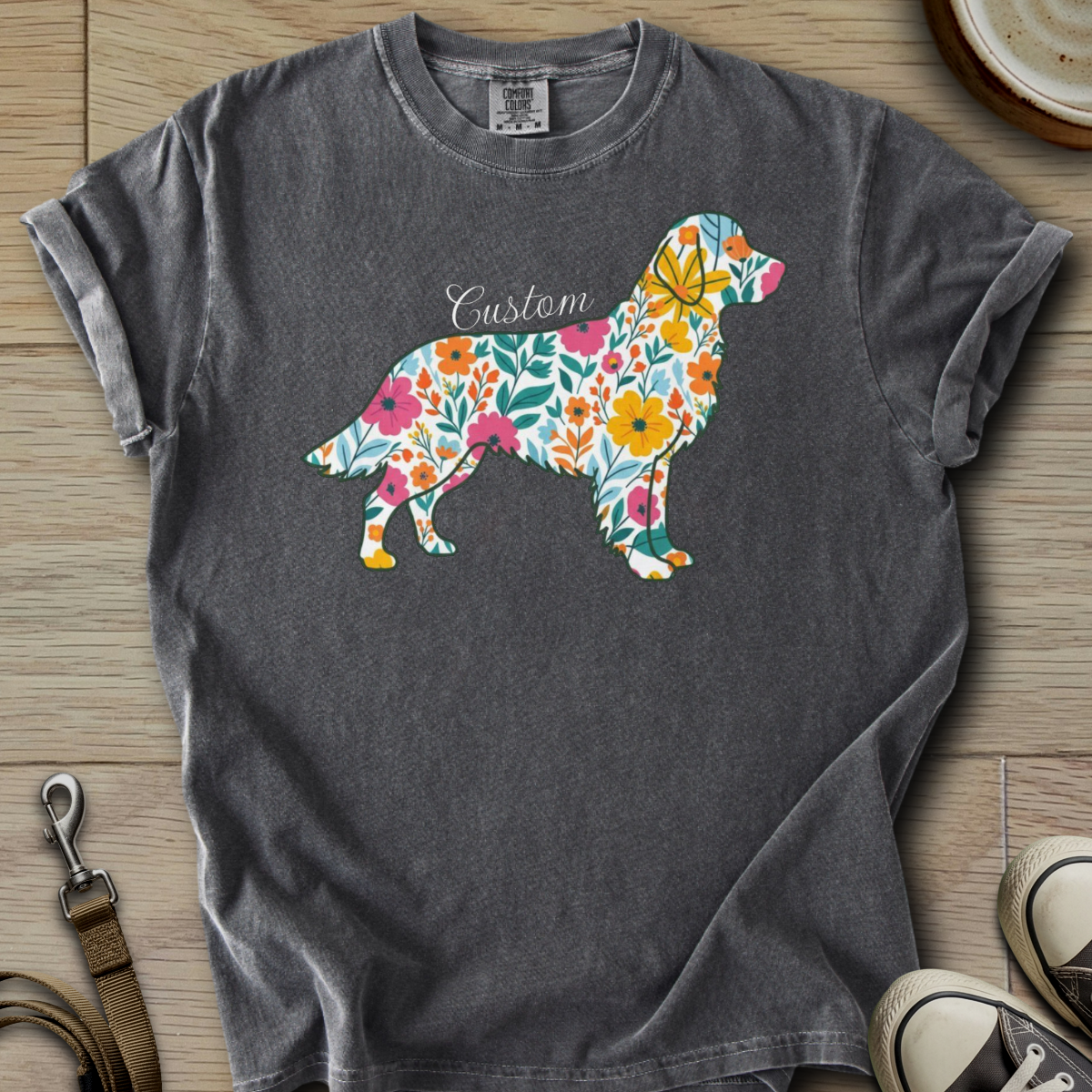 Personalized Name dog silhouette - Golden T-Shirt