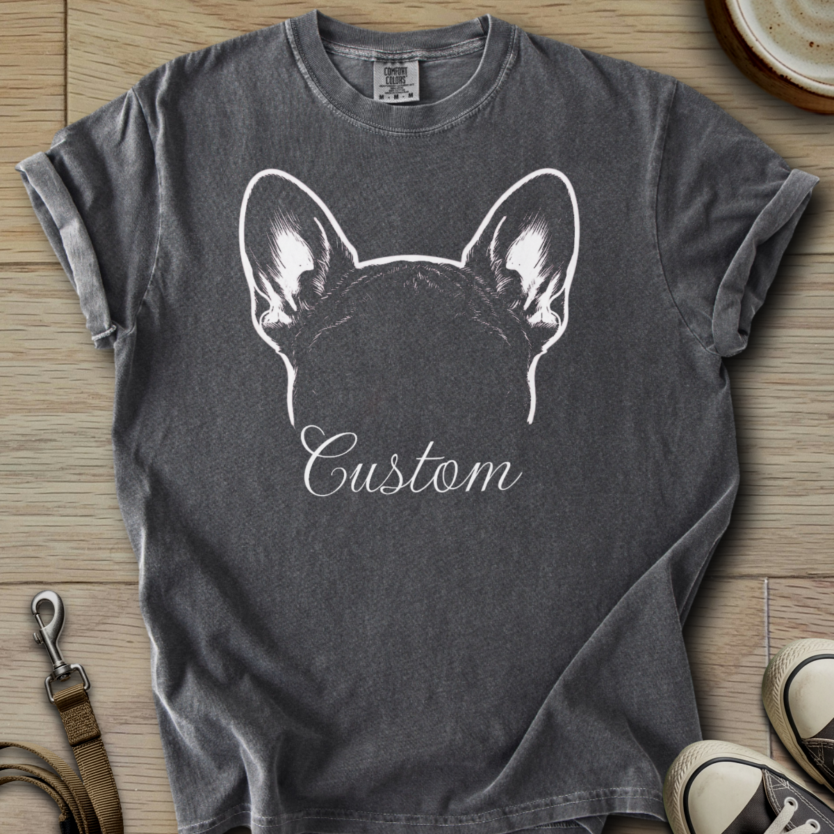 Personalized Name dog silhouette - Frenchie T-Shirt