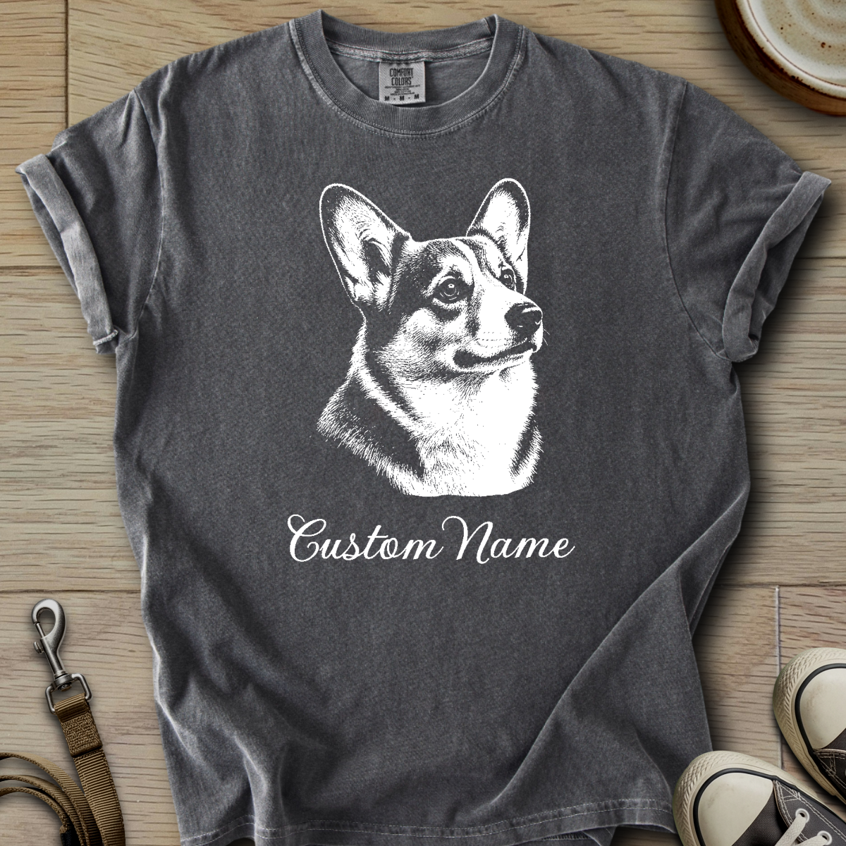 Custom Name dog silhouette - Corgi T-Shirt